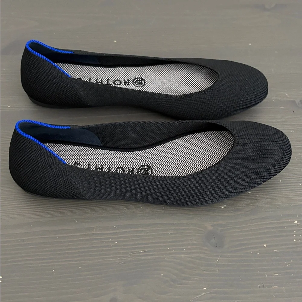 Rothy's The Square Flats Womens Black Minimalist Neutral Slip On Knit Size 10 - Picture 1 of 12